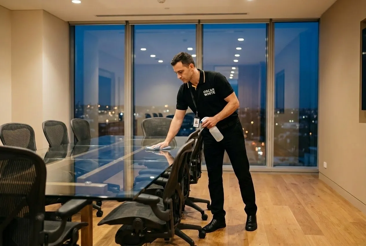 Oscar White team cleaning a corporate offices space